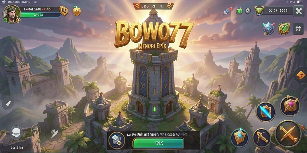 Tampilan gameplay menara pertahanan BOWO77 yang mendebarkan.