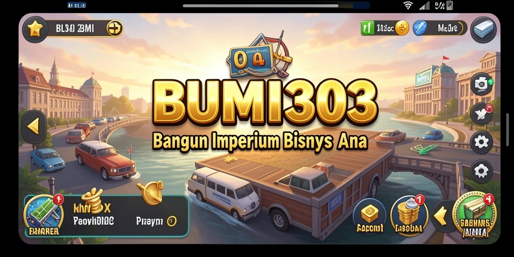 Tampilan gameplay BUMI303 dengan suasana bisnis yang menarik.