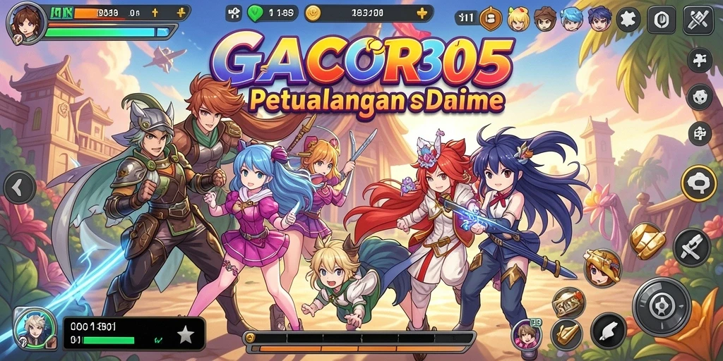 Tampilan gameplay seru GACOR305 dengan karakter anime menarik.