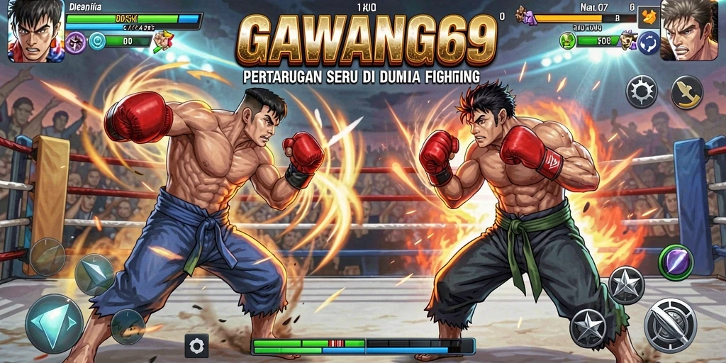 Menampilkan pertarungan seru antara karakter di arena GAWANG69.