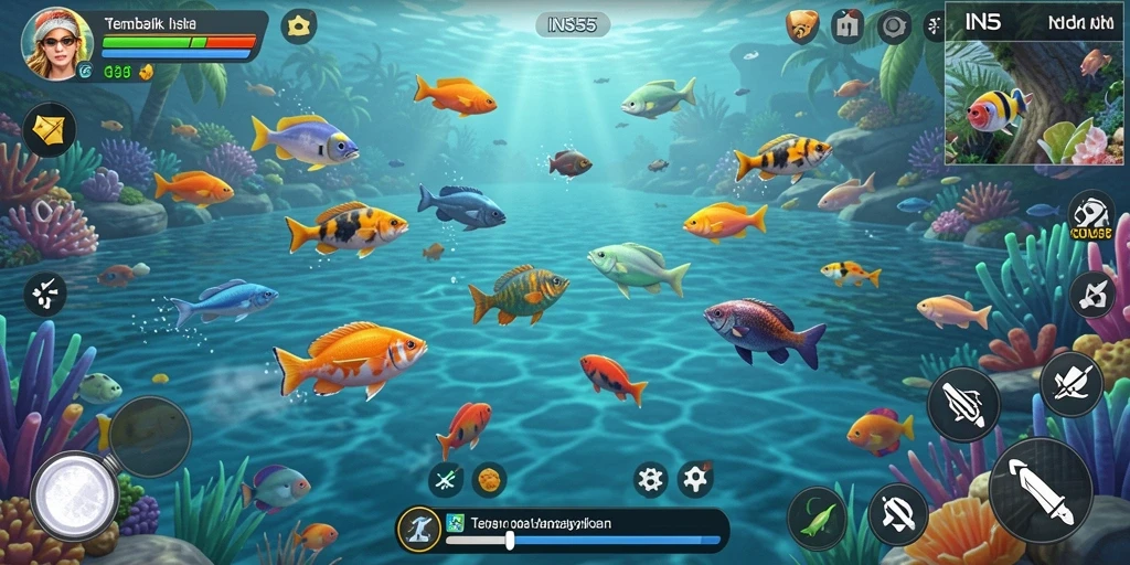 Tampilan aksi menembak ikan yang seru di INS55.