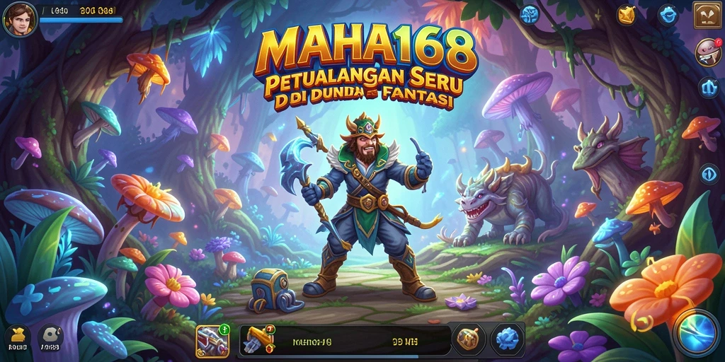 Screenshot gameplay MAHA168 menampilkan karakter berpetualang di dunia yang indah.