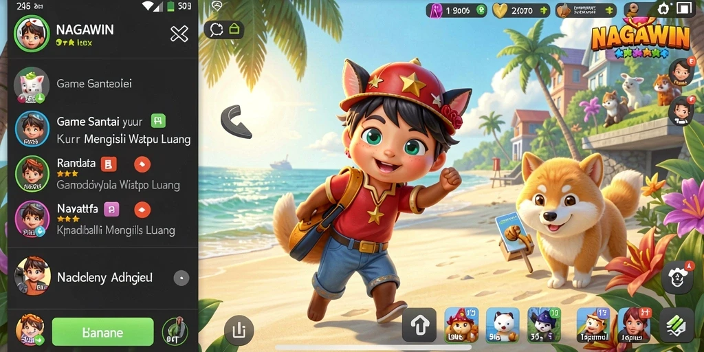 Tampilan gameplay menarik di NAGAWIN dengan level yang berwarna-warni.