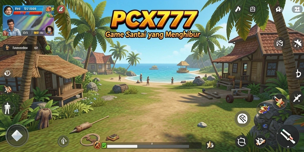 Tangkapan layar utama dari gameplay PCX777 yang penuh warna dan menarik.