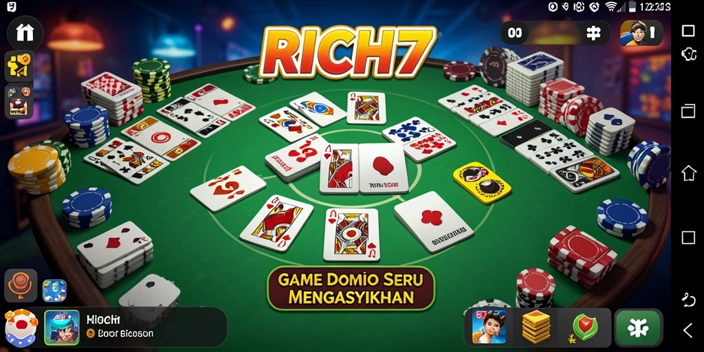 Tampilan gameplay seru dari RICH7 dengan kartu Domino.