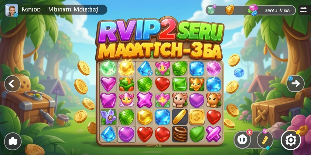 Tangkapan layar utama gameplay RVIP2 yang menampilkan aksi Match-3