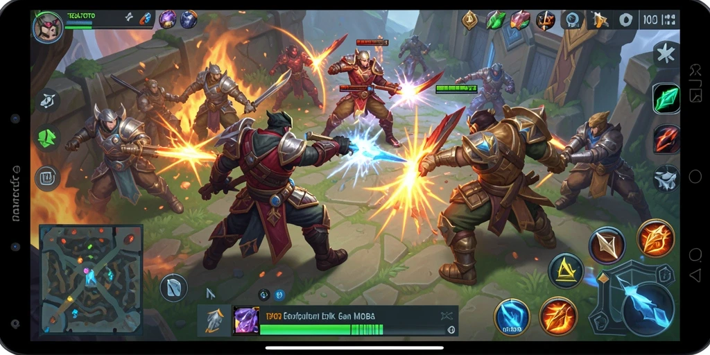 Tangkapan layar TEGALTOTO menampilkan aksi intens dalam pertempuran MOBA.