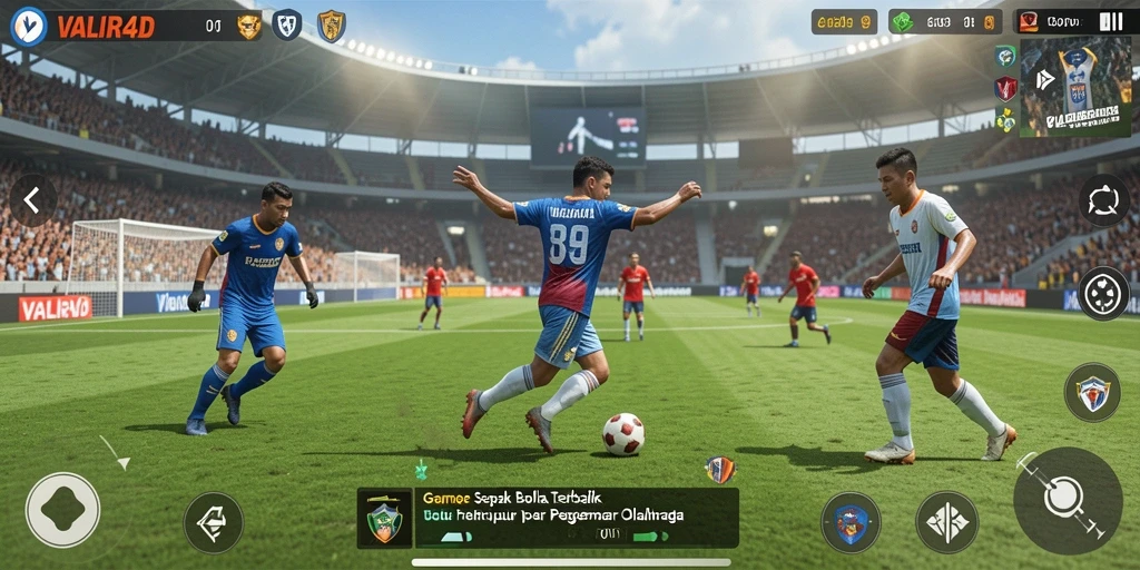 Gameplay menarik dalam VALIR4D dengan aksi sepak bola yang mendebarkan.