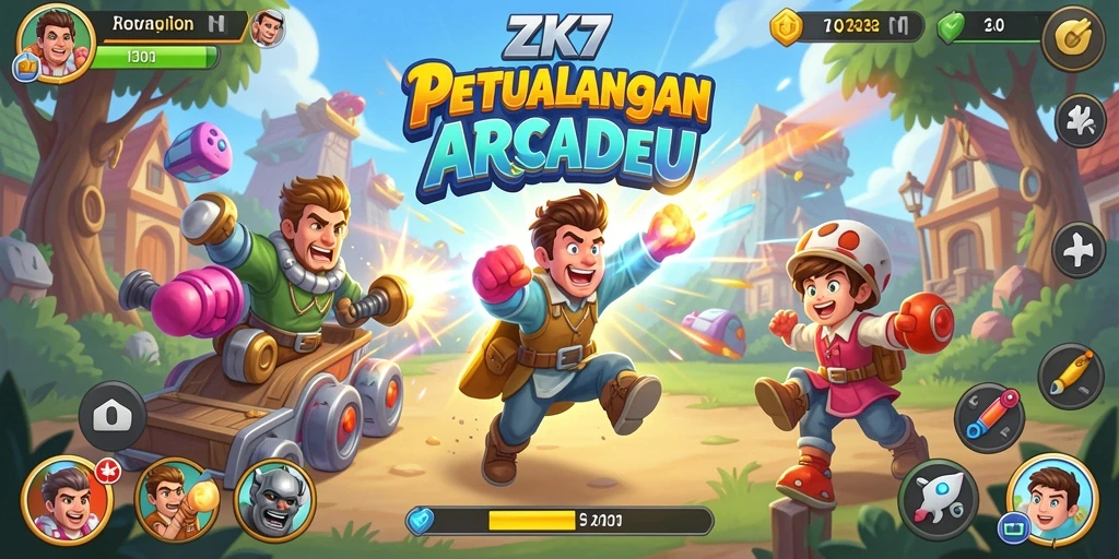 Tangkapan layar ZK7 yang menunjukkan aksi permainan arcade yang seru.